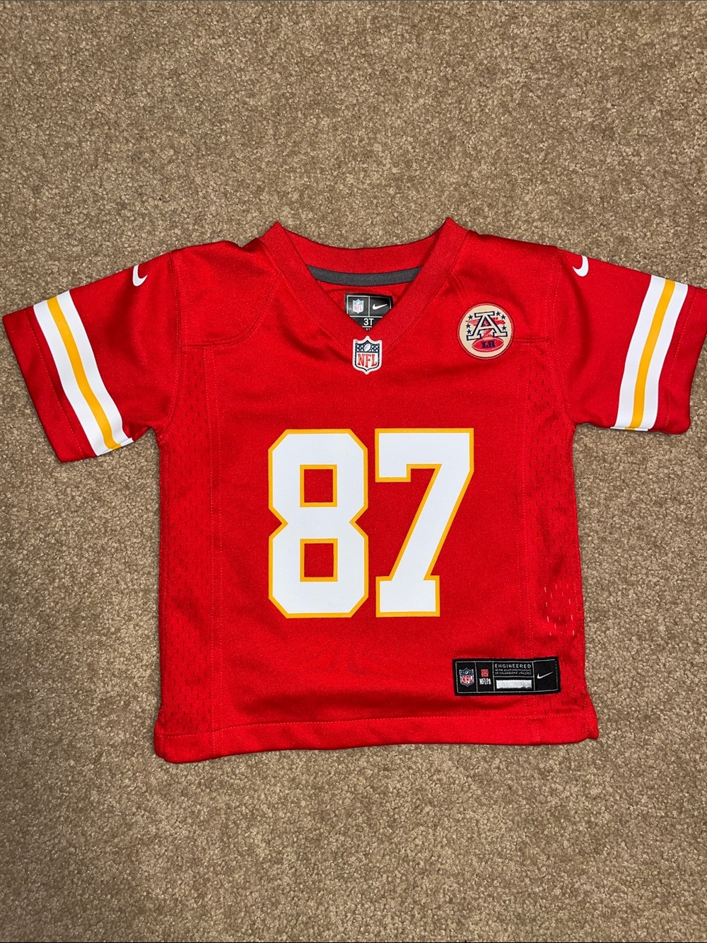 Nike Kelce Red Kansas City Football Jersey #87 kids 3T